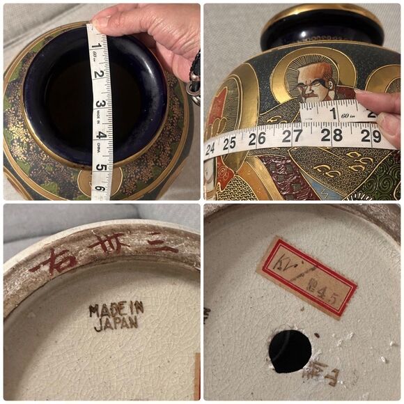 Satsuma Ware 8 Imperial Heads Large 15” Tall Vase - Picture 14 of 16